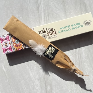 White Sage & Palo Santo Smudge Incense Sticks by Native Soul, Long Lasting, Guaranteed Fresh, Meditation, Aromatherapy, Cleansing/Relaxation