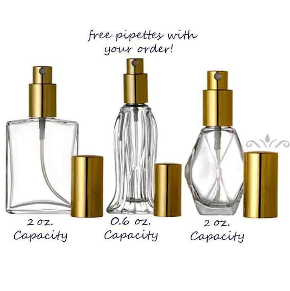 Perfume Cologne Spray Atomizer Empty Glass SPRAY BOTTLES New Refillable Essential Oil Perfumes 2 Oz. or .6 Oz Gold Spray Pumps 24 Bottles Etsy UK