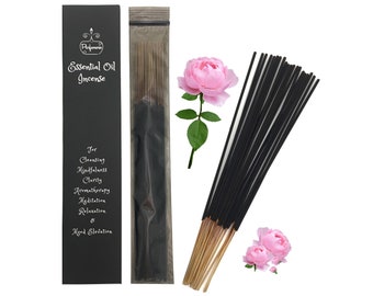 Amalfi Rose ESSENTIAL OIL Incense STICKS All Natural, Botanical, 11 in Handcrafted, Lasting, Therapeutic, Private Label Incense Oil Sticks