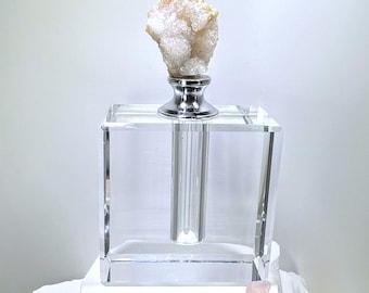 Quartz Top Crystal Perfume Bottle-Refillable Perfume Bottle-Perfume Oil Bottle-Glass Perfume Bottle, Luxury Perfume Bottle, Square Elegance