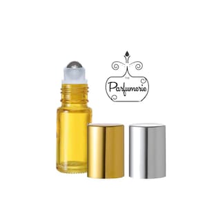 5 ML Glass Roll On Bottles STAINLESS Steel roller YELLOW with silver or gold caps  Travel Size Empty Refillable Serum, Lip Gloss Mini 12