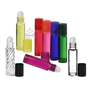 Essential Oil Roller, Glass Perfume Bottle, Roll On (Qty 144) 10ml Lip Oil Containers, Plastic Rollerballs and Matching Caps, FREE Shipping