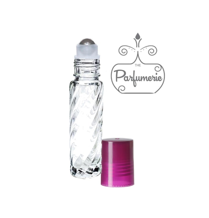 SWIRL ROLL ON Glass Essential Oil Perfume Bottle 10ml. Stainless