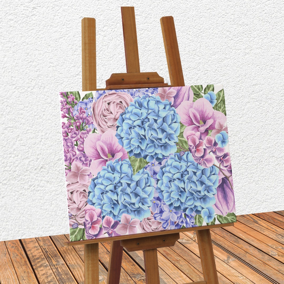 Hydrangea Paint by Number Kit Canvas Panel not Rolled Etsy