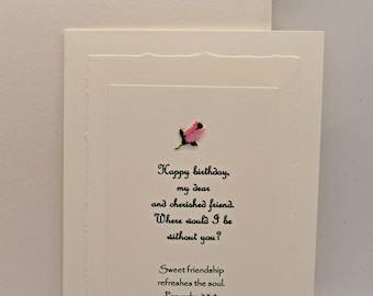 Feliz cumpleaños, agradecimiento por un amigo, tarjeta cristiana, interior en blanco