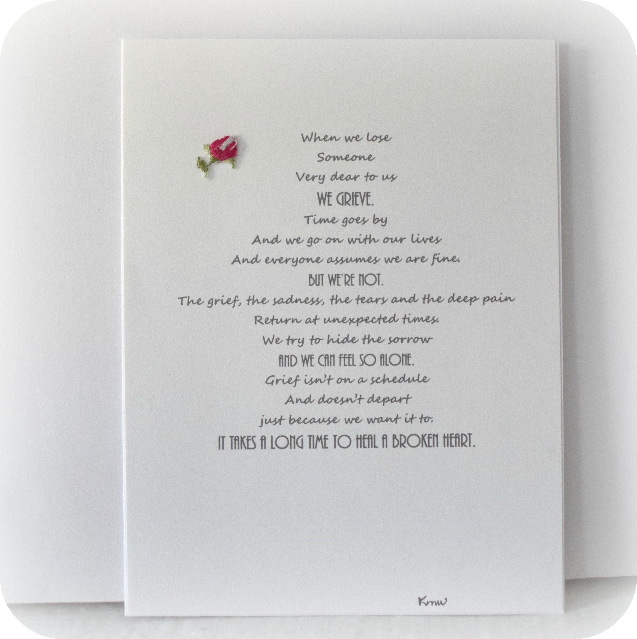 Prayer for Widow Widower Sympathy Card Grief and Mourning Etsy