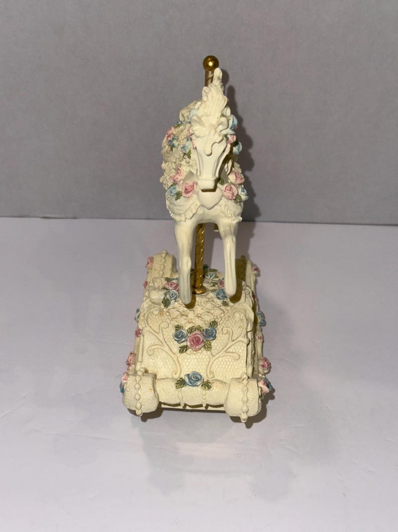 Vintage Musical Rocking Horse Figurine | Decorative Carousel Style Music Box main image 1