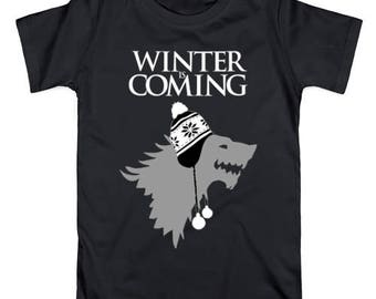 Men Winter Coming Black T-shirt