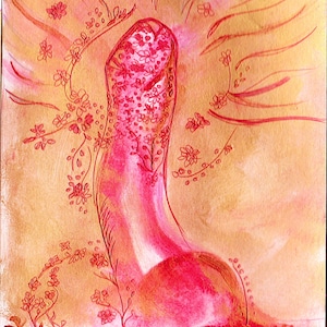 Impression sur papier épais de Verge "Chakrée", chakra couronne, Guérison Masculin sacré, Image pour Éveil intérieur