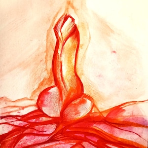 Impression sur papier épais de Verge "Chakrée", chakra racine, Guérison Masculin sacré, Image pour Éveil intérieur