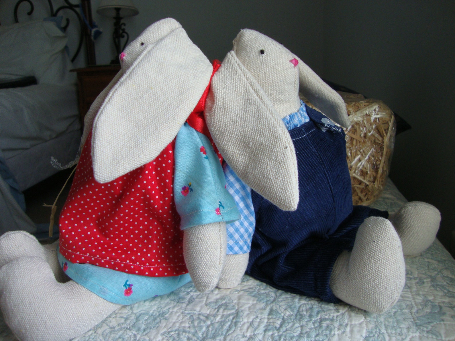 Rag Bunny Plush Stuffed Animal Set Boy and Girl Rabbits and - Etsy