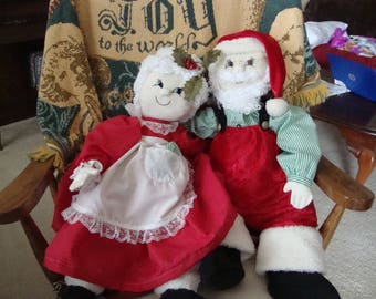 Santa and Mrs. Claus Christmas Cloth Dolls/ Clothes 27'' Old Fashioned Style