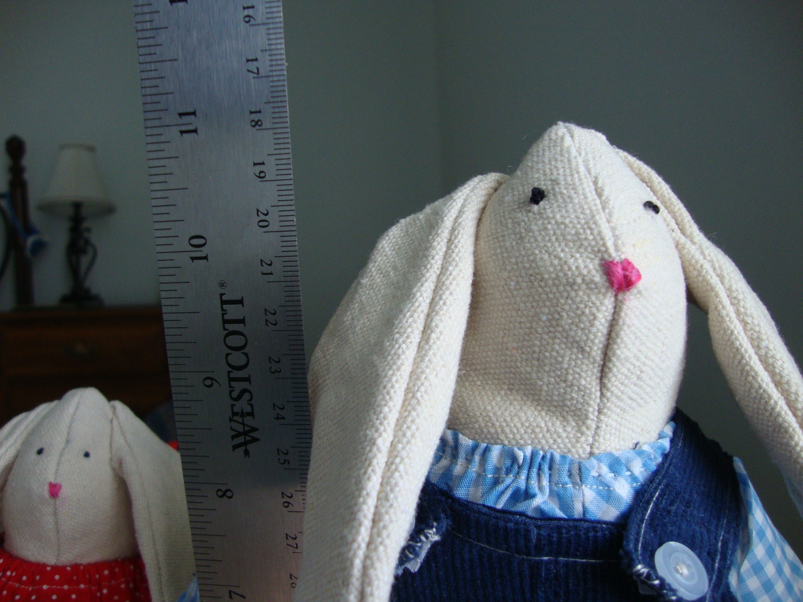 Rag Bunny Plush Stuffed Animal Set Boy and Girl Rabbits and - Etsy