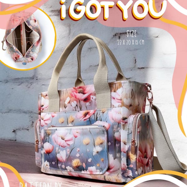 I Got You – Organizer Bag sewing pattern as a PDF for sewing yourself, sewing instructions for a square shoulder bag