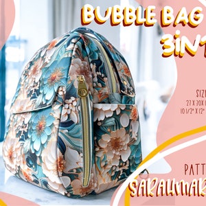 Bags Sewing Pattern Bubble Bag 3in1 Instructions for sewing a backpack Sewing pattern DIY shoulder bag Sling bag sewing pattern image 1