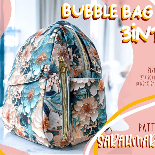 Patron de couture Sacs Bubble Bag 3in1 | Instructions pour coudre un sac à dos | Patron de couture Sac à bandoulière DIY | Patron de couture de sac à bandoulière