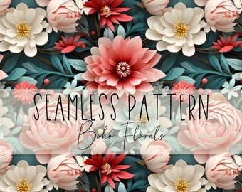 Seamless pattern | floral pattern | 3D Boho Flowers | Pattern to print | Fabric pattern floral | Print fabrics