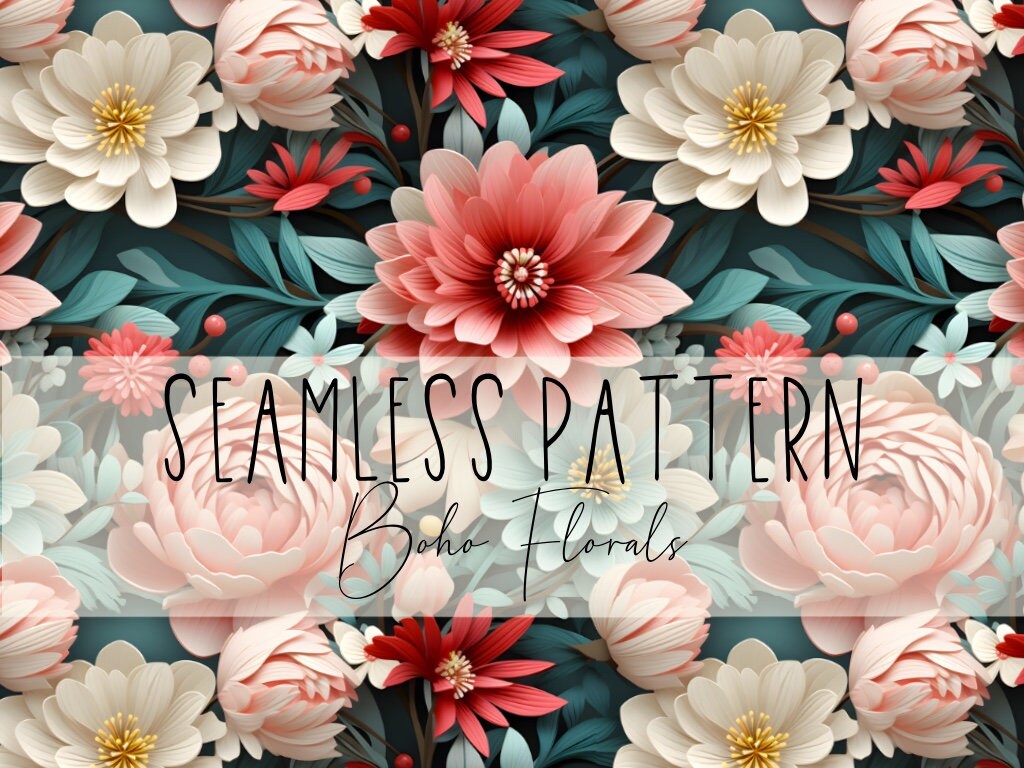 Seamless pattern | floral pattern | 3D Boho Flowers | Pattern to print | Fabric pattern floral | Print fabrics