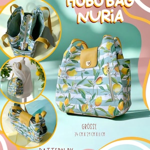 Patron de Couture Sacs Hobo Bag Nuria | Instructions pour coudre un sac | Patron de couture DIY sac à bandoulière compartiment central patron de couture