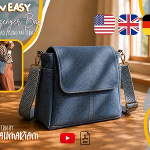 Sew Easy Messenger Bag Sewing Pattern PDF | Beginner Friendly Bag Pattern | Easy Shoulder Bag Tutorial | with Video Tutorial