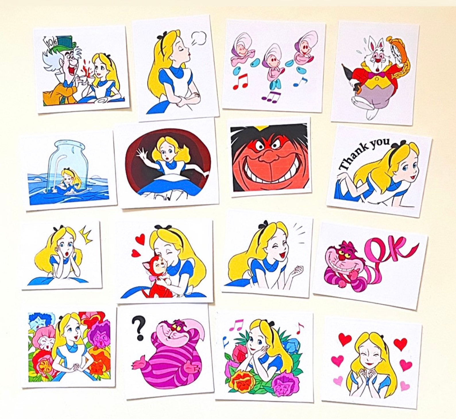 Alice In Wonderland Stickers Disney Mad Hatter Cheshire Etsy