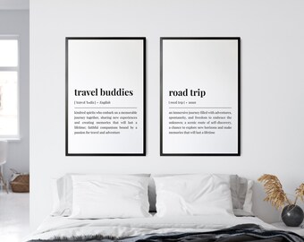 Travel Buddies & Road Trip Poster Digital Set, Wanderlust Adventure Travel Print, Trip Nature Lovers Wall Art, Friends Phrase Saying Gift