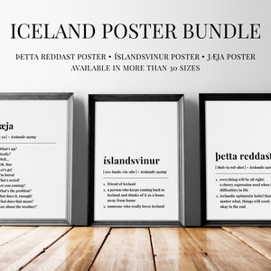 Pacchetto digitale poster islandesi, stampe þetta reddast Íslandsvinur Jæja, regalo di anniversario di compleanno di souvenir di viaggio islandese