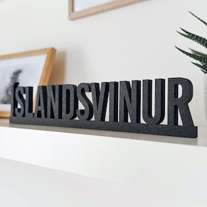 Íslandsvinur Refrán islandés, letrero de pared y decoración de mesa, letrero con palabras motivadoras, regalo de recuerdo de viaje a Islandia, decoración del hogar escandinava
