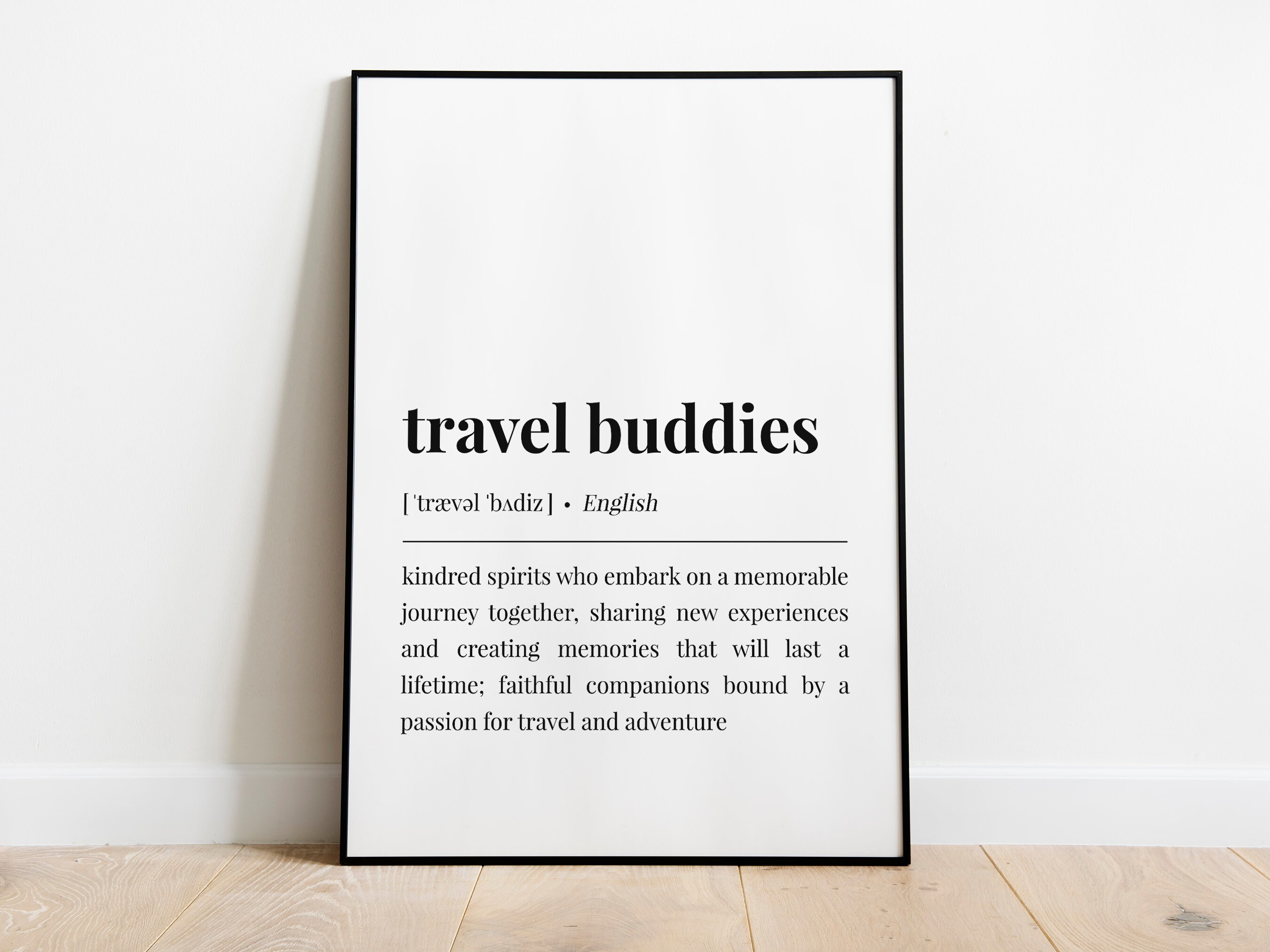 Travel Buddies Definition Poster, Wanderlust Adventure Road Trip Print, Travel & Nature Lovers Wall Art, Friends Phrase Saying Gift