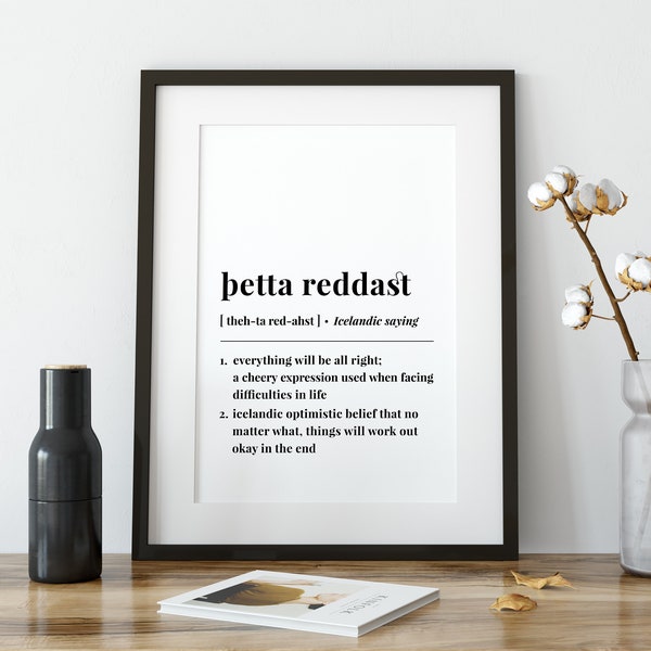 Þetta Reddast Icelandic Phrase Poster, Thetta Reddast Saying Print, Word Definition Sign, Icelandic Souvenir Birthday Travel Gift