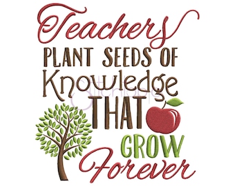 Teachers Plant Seeds Machine Embroidery Digitized Design Pattern