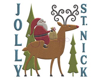 Jolly St. Nick Christmas Machine Embroidery Digitized Design Pattern