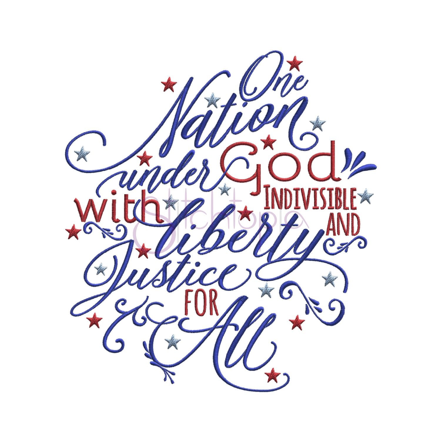 One Nation Under God 4th of July Machine Embroidery Digitized Design …