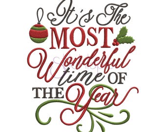 It’s the Most Wonderful Time of the Year Embroidery Design – Christmas Machine Embroidery Designs – Instant Download Files