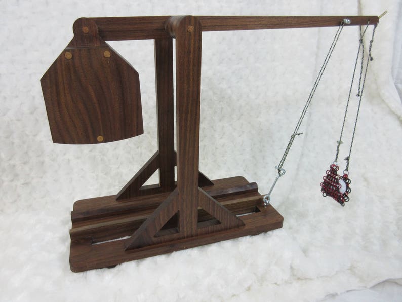 Desktop Tabletop Solid Walnut Fully Functional Trebuchet Do Image 0
