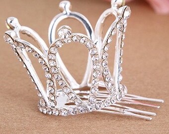 Mini Crown Tiara Hair Combs Clear Rhinestones Crystal Bridal Pageant Party Prom Mini Crown Tiara Hair Combs Clear Rhinestones Crystal Bridal Pageant Party Prom