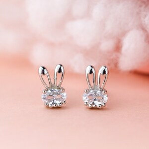 925 Sterling Silver Rabbit Bunny Ears Stud Earrings Cute - Etsy