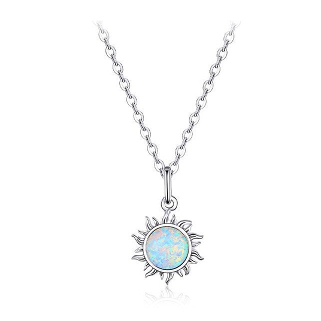 925 sterling silver sun opal pendant necklace elegant sun | Etsy