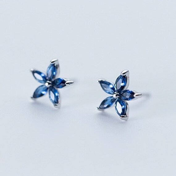 Silver Stud Earrings Flower vierbl\u00e4ttrig 925 sterling silver stud earrings women jewelry earrings