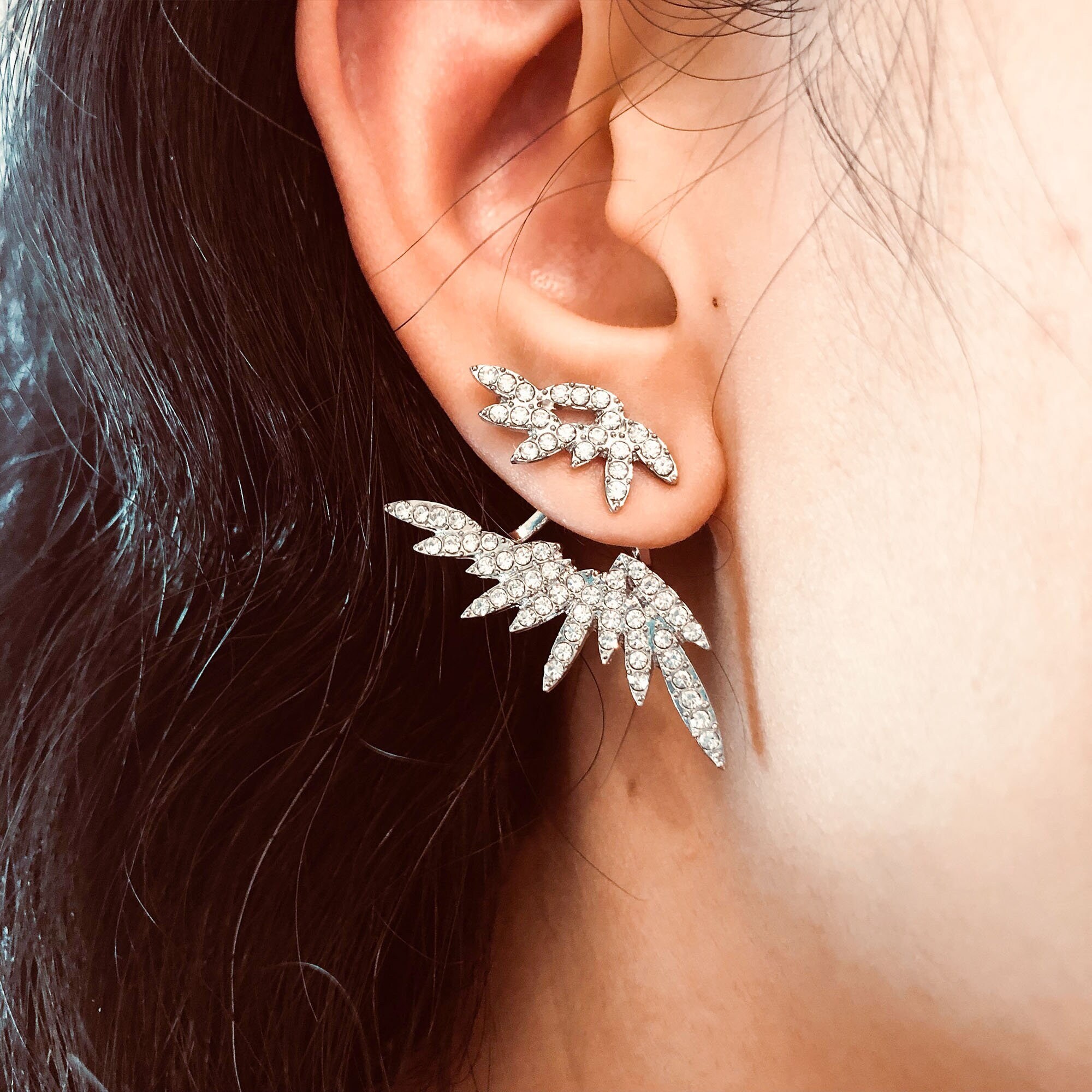 Ins Hot Sale Crystal Wings Stud Earrings For Women Fashion Brand