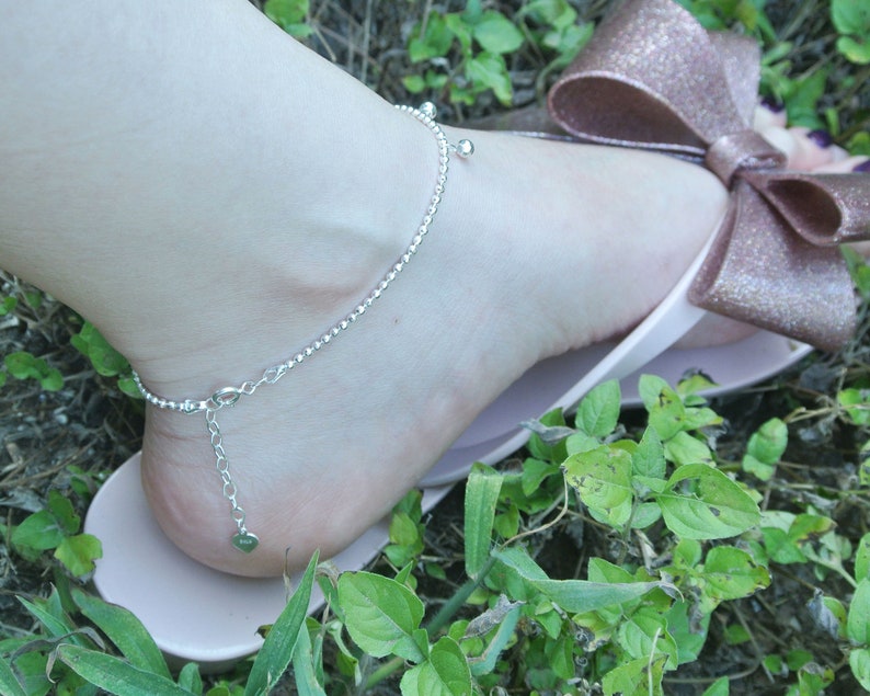 925 sterling silver ball charms dazzling ankle bracelet women ball charms anklet
