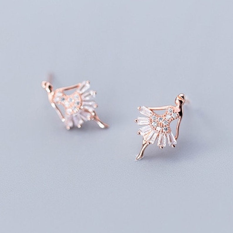 925 sterling silver adorable ballet dancer stud earrings with Etsy