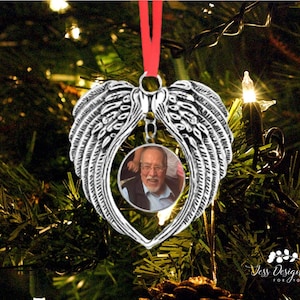 Custom Photo Angel Wing Ornaments |Memory Keepsake| Loving Memory Ornament| Angel Wing Ornament| In Loving Memory| Personalized Christmas