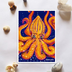 Octopus Art Print, Physical Print, Ocean Themed Art, Sea Creature Decor, Sea Life, Nautical Art