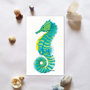 Seahorse Art, Physical Print, Ocean Themed Wall Art, Sea Life, Coastal Cottage Decor, Beach Decor