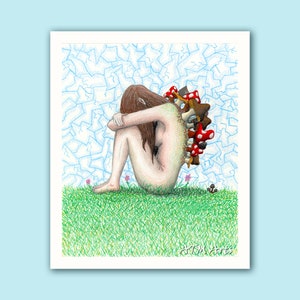 Fairy Art Print, Physical Print, Fantasy Themed Art, Mythical Art, Folklore, Woodland Forest Decor, Mushroom Wall Art