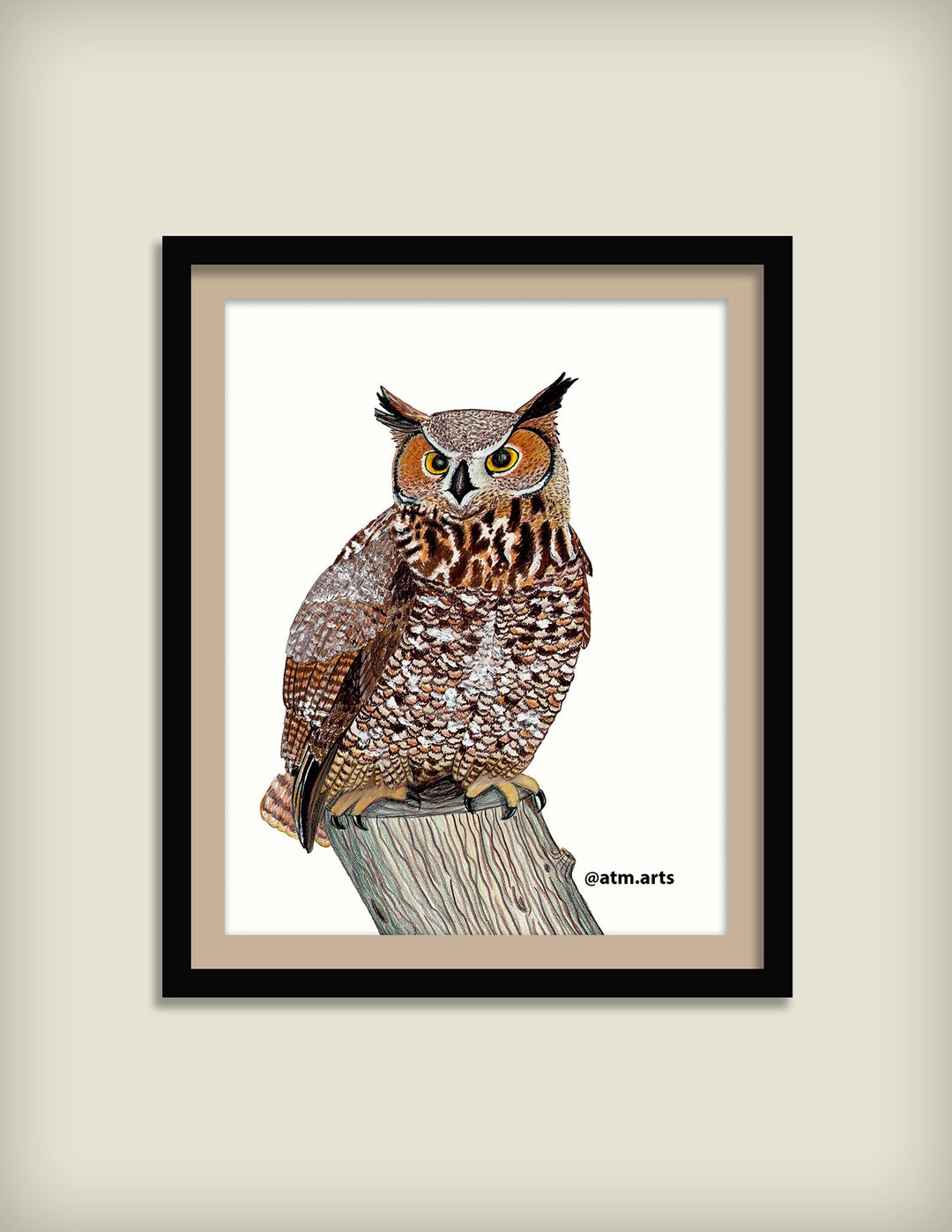 Great Horned Owl Art Print - Etsy