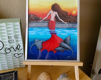 Mermaid Art, Physical pint, Ocean-Themed Wall Decor, Underwater Fantasy Print, Nautical Home Decor, Coastal Print