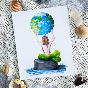 Mermaid Art, Physical pint, Ocean-Themed Wall Decor, Underwater Fantasy Print, Nautical Home Decor, Coastal Print