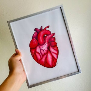 Heart Art Print, Physical Art, Valentine&#39;s Day Decor, Love Wall Art, Romantic Gift, Heart Illustration, Heart Illustration